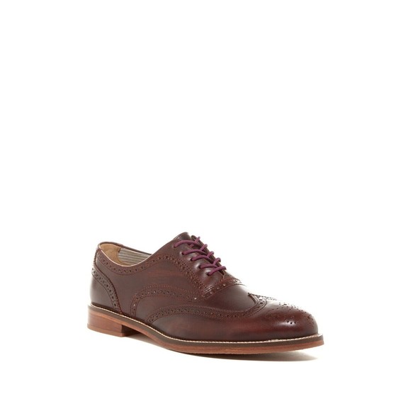 J Shoes Mens Charlie Oxford Wingtip Dress Shoes Brown Leather Round Toe Size 11